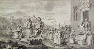 Tanulmány a leleteknek (toll, tinta és mosás papíron) alkotó: William Hogarth