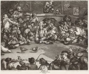 A pilótafülke / Der Hahnenkampfplatz. 1759 alkotó: William Hogarth