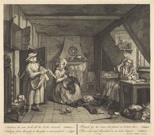 A szorult helyzetben lévő költő alkotó: William Hogarth