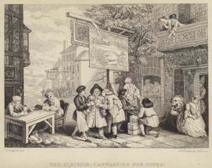 A választás – Szavazatgyűjtés: szatíra az 1755-ös parlamenti választásról, egyike a választás humora című négyből álló sorozatnak alkotó: William Hogarth