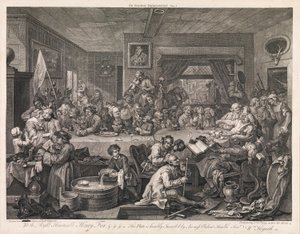 A választás, 1. tábla: „Választási lakoma” alkotó: William Hogarth