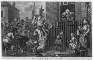 A feldühödött zenész alkotó: William Hogarth