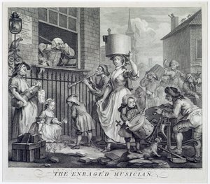 A feldühödött zenész, 1741 alkotó: William Hogarth