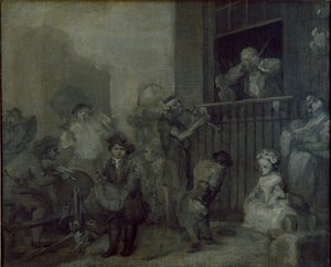 A feldühödött zenész, 1741 alkotó: William Hogarth