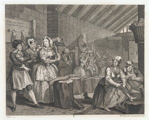 A Bridewellben lakott szajha, tervezett 1732, nyomtatott 1744 (Rézkarc és metszet) alkotó: William Hogarth