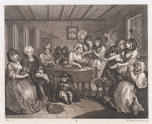 A szajha temetése 1732-ben készült, nyomtatva 1744 (rézkarc és metszet) alkotó: William Hogarth