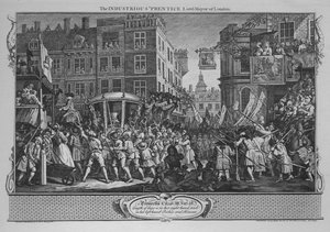 The Industrious Prentice Lord-Mayor of London – 12. tábla az Industry and Idleness-ből, 1747 alkotó: William Hogarth