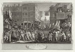 A szorgalmas „Prentice Lord Mayor of London”, „Ipar és tétlenség” XII. táblája, 1833-ban alkotó: William Hogarth
