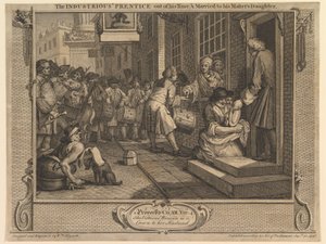 A szorgalmas inas letöltötte tanulóidejét és feleségül vette mestere lányát: Szorgalom és tétlenség, 6. tábla alkotó: William Hogarth
