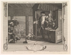 A szorgalmas prentice kedvence és mesteri iparának megbízása a..., 1747. szeptember 30. alkotó: William Hogarth