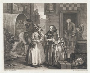 Az ártatlan lányból parázna lesz, tervezett 1732, nyomtatott 1744 (Rézkarc és metszet) alkotó: William Hogarth