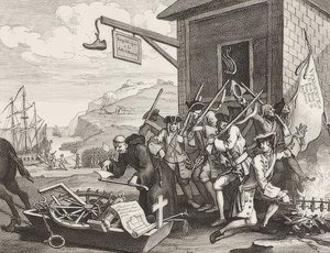 Az invázió, 1. tábla: Franciaország / Die Invasion, Blatt 1: Franciaország. 1756 alkotó: William Hogarth