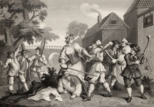 A lovag megadja magát Trullának, Samuel Butler (1612-80) Hudibras című művéből, amelyet F.F. metszett. Walker, a William Hogarth műveiből, 1833-ban jelent meg alkotó: William Hogarth