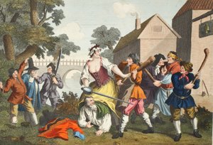 A lovag beadja magát Trullának, Samuel Butler (1612-80) „Hudibras” című művéből, illusztráció a „Hogarth Restored: The Whole Works of the híres William Hogarth, újrametszette Thomas Cook” című kocsmából. 1812 alkotó: William Hogarth