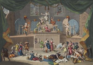 A lottó, illusztráció a „Hogarth Restored: The Whole Works of the híres William Hogarth, újrametszett Thomas Cook” című kocsmából. 1812 (kézzel színezett metszet) alkotó: William Hogarth