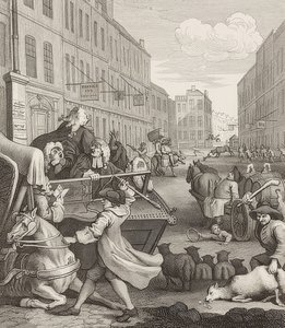 A kegyetlenség második szakasza. From: The Four Stages of Cruelty / A kegyetlenség négy szakasza. 1751 alkotó: William Hogarth