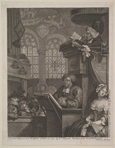 Az alvó gyülekezet, 1762. április 21. alkotó: William Hogarth