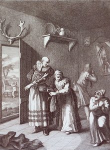 A lelkész és a borbély álcázza magát, hogy elvigye Don Quijotét alkotó: William Hogarth