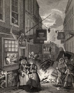 Times of the Day: Night, a William Hogarth műveiből, 1833-ban alkotó: William Hogarth
