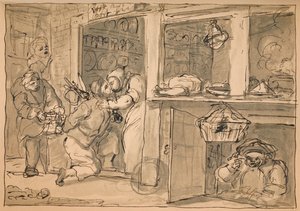 Fel nem használt rajz az iparhoz és a tétlenséghez, 1747. alkotó: William Hogarth