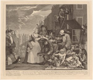 Adósság miatt letartóztatva, 4. lap a „Egy kicsapongó élete” című sorozatból alkotó: William Hogarth