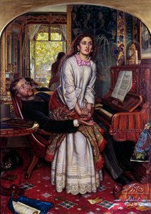 Az ébredő tudat Egy bűnben lévő fiatal nő hirtelen felugrik, lelki kinyilatkoztatástól gyötörve, szeretője karjai közül próbál kiszabadulni. William Holman Hunt (1827-1910) festménye