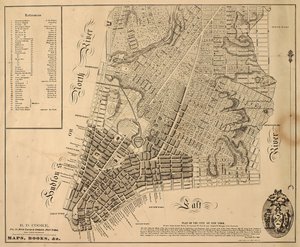 New-York város terve [az East 31st Streetig északra], 1817 (fekete tinta papíron, ronggyal alátámasztva) alkotó: William Hooker