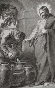 Krisztus a vizet borrá változtatja, „Boldog Urunk és Üdvözítőnk, Jézus Krisztus története és élete”, J. Milner tiszteletes, kiadó: B. Crosby, 1808