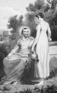 Krisztus és a szamáriai asszony, J. Milner tiszteletes „Boldog Urunk és Megváltónk, Jézus Krisztus története és élete” című művéből, B. Crosby, 1808