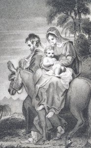 A menekülés Egyiptomba, „Boldog Urunk és Megváltónk, Jézus Krisztus története és élete”, J. Milner tiszteletes, kiadó: B. Crosby, 1808