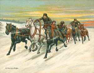 Történelmi és modern versenyek, orosz szánkóversenyek (chromolitho)