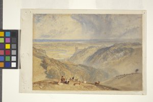 Arundel On The River Arun, JMW Turner nyomán (akvarell és gouache törtfehér papíron) alkotó: William II Ward