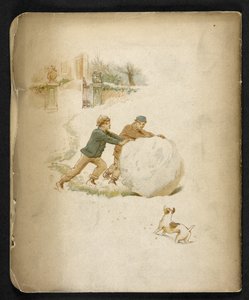 Gyerekek és egy hógolyó.  The Holiday Train: a „Dulce Domum” dala ... Illusztrálta: W. J. Webb.  Frederick Langbridge  London, 1891 alkotó: William J. Webbe or Webb