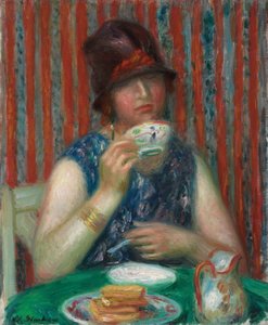Lány teáscsészével, 1920 körül (olaj, vászon) alkotó: William James Glackens