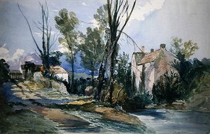 Staffordshire-i malom (akvarell papíron) alkotó: William James Muller