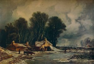 Táj régi házikókkal: tél, 1833