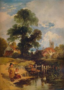 Folyói jelenet gyerekekkel A fiatal horgászok, 1843 alkotó: William James Muller