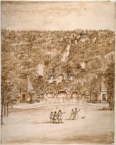 Chatsworth: Cascade tervezése, 1740-es évek eleje (toll és barna tinta, barna mosás ceruzával papíron)