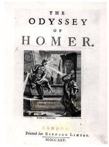 Homer „The Odyssey” címlapja, Pierre Fourdrinier metszete (fl.1720-60)