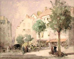 A kontinentális város tér (akvarell ceruzával, papíron) alkotó: William Lee Hankey