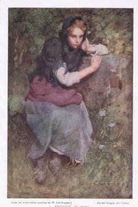 Egy töprengő szobalány, az 1916-ban megjelent „Bibby Annual”-ból (színes litho) alkotó: William Lee Hankey