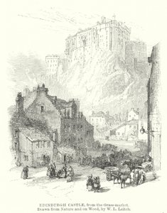 Edinburgh-i kastély, a Grass-market felől (metszet)