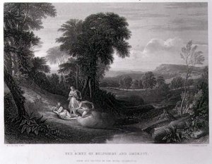 Belphoebe és Amorett születése, John Cousen (1804-80) metszet (metszet)