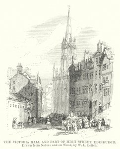 A Victoria Hall és a High Street egy része, Edinburgh (metszet)