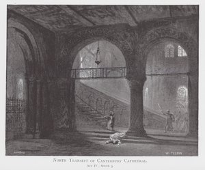 A canterburyi katedrális északi kereszthajója (litográfia) alkotó: William Lewis (after) Telbin