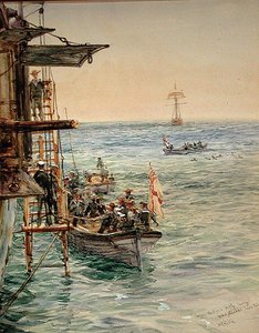 Eclipse Party távozik a H.M.S. Thészeusz, Santa Pola (akvarell papíron) alkotó: William Lionel Wyllie
