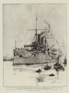 A HMS Blenheim, az új első osztályú védett cirkáló próbaútján