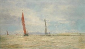 Hoo Fort, Medway folyó (akvarell, papír) alkotó: William Lionel Wyllie