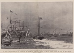 Li Hung Chang flottája a Spithead mellett, az Alberta királyi jacht a csatahajók vonala mentén halad