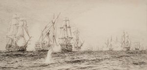 Négy árbocos hajók harcolnak alkotó: William Lionel Wyllie